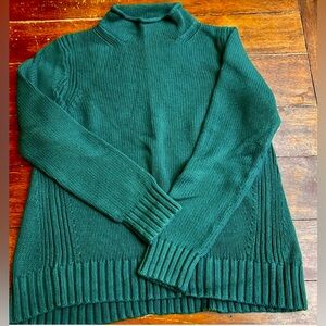 J.Crew Always Vintage Roll Neck Sweater Large Emerald Green Knit Cotton Oarsman